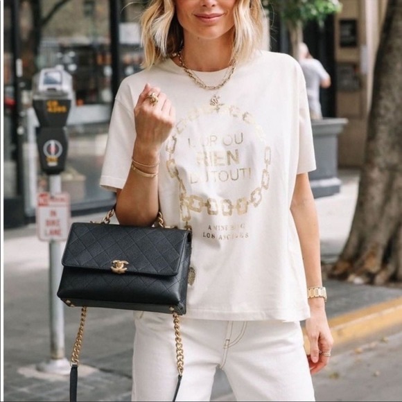 Anine Bing Ringo Tee in Goldie / Off white - Picture 10 of 10